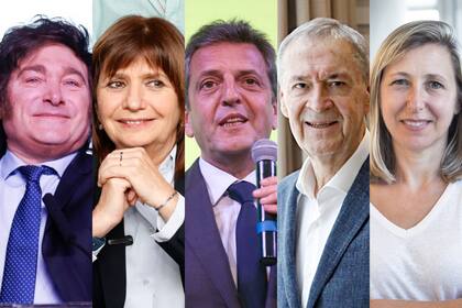 Javier Milei, Patricia Bullrich, Sergio Massa, Juan Schiaretti y Myriam Bregman, los candidatos a presidente que debatirán antes de las elecciones generales