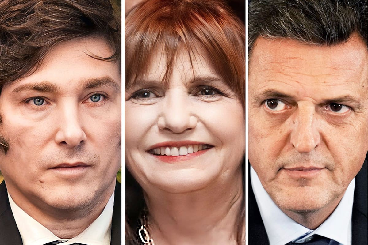 Javier Milei, Patricia Bullrich y Sergio Massa