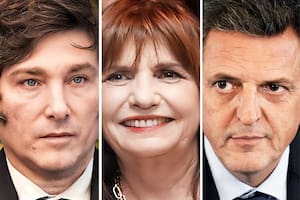 Javier Milei, Patricia Bullrich y Sergio Massa