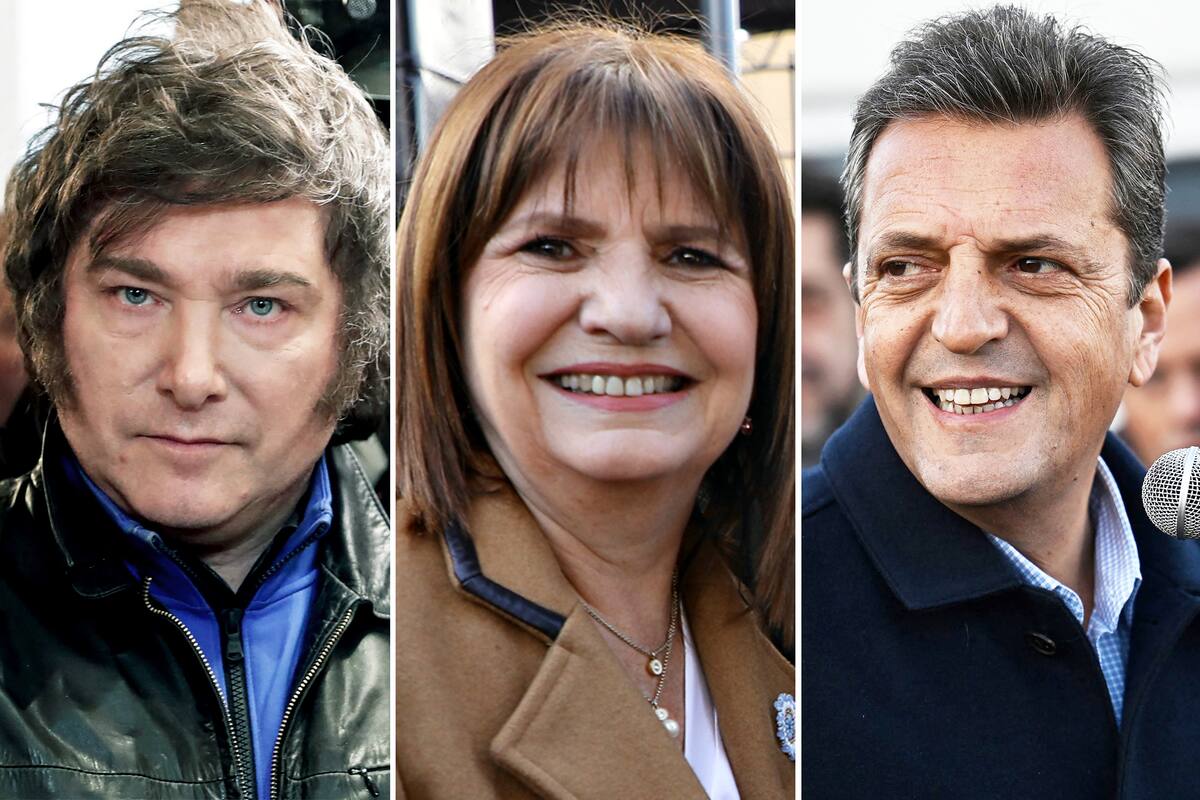 Javier Milei, Patricia Bullrich y Sergio Massa