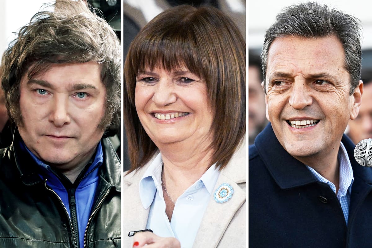Javier Milei, Patricia Bullrich y Sergio Massa