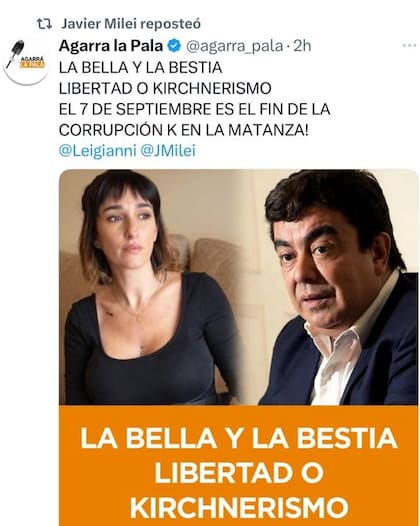 Javier Milei reposteó una publicación sobre la candidatura de Leila Gianni