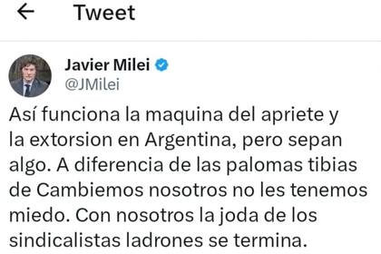 Javier Milei respondió al comunicado de la CGT que señalaba que con él como presidente estaban en riesgo los derechos laborales