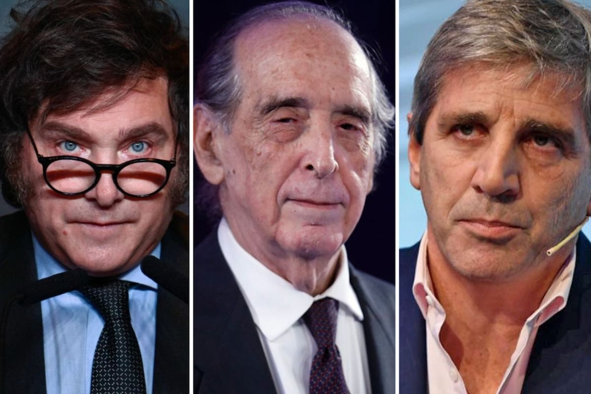 Javier Milei, Ricardo Arriazu y Luis Caputo. La incertidumbre en torno al dólar puede despejarse pronto si se anuncian los detalles del acuerdo con el Fondo Monetario Internacional