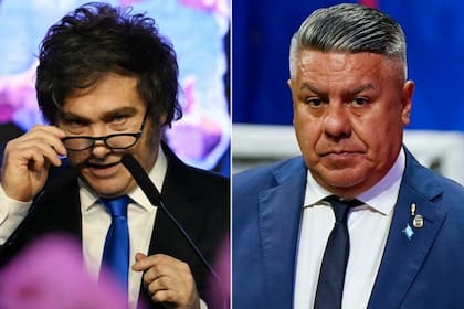 Javier Milei, y el presidente de AFA, Claudio Tapia