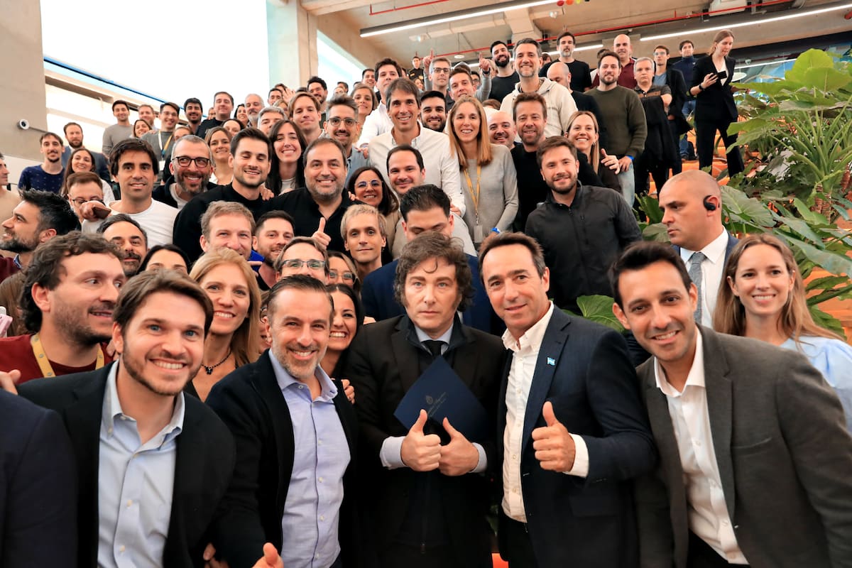 Javier Milei y Galperin en las oficinas de Mercado Libre