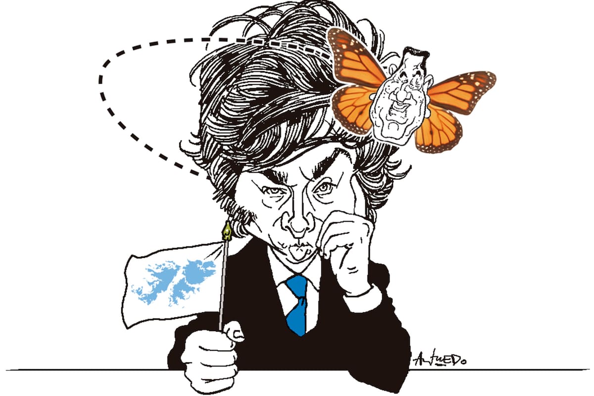 Javier Milei y Juan Domingo Perón