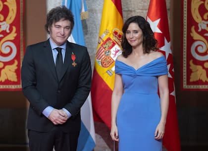 Javier Milei y la presidenta de la Comunidad de Madrid, Isabel Díaz Ayuso