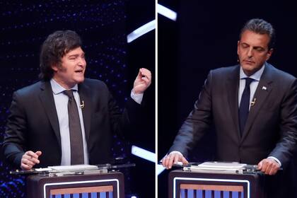 Javier Milei y Sergio Massa, durante el último debate presidencial