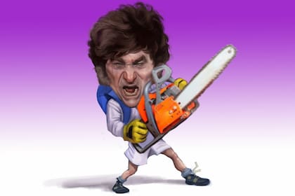 Javier Milei y su motosierra, cuestionados por la marcha universitaria