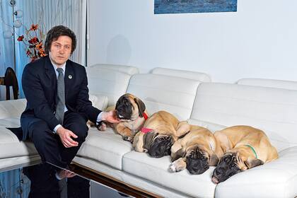 Javier Milei y sus perros, en una foto de archivo