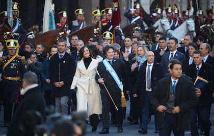 Javier Milei y Victoria Villarruel a la salida de Tedeum
