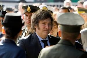 Javier Milei y Victoria Villarruel, en la ceremonia oficial que conmemora el 42º aniversario de la Guerra de las Malvinas