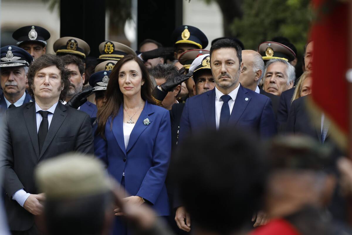 Javier Milei y Victoria Villarruel, en la ceremonia oficial que conmemora el 42º aniversario de la Guerra de las Malvinas