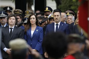 Javier Milei y Victoria Villarruel, en la ceremonia oficial que conmemora el 42º aniversario de la Guerra de las Malvinas