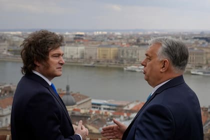 Javier Milei y Viktor Orbán esta mañana en Budapest.