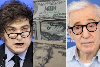 Javier Milei y Woody Allen, en medio de la discusión por el dólar.