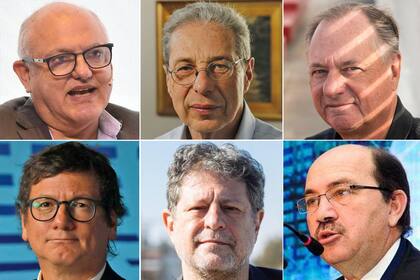Los analistas económicos Javier Timerman, Daniel Marx, Pablo Guidotti, Gabriel Martino, Eduardo Levy Yeyati y Javier Ortiz Batalla