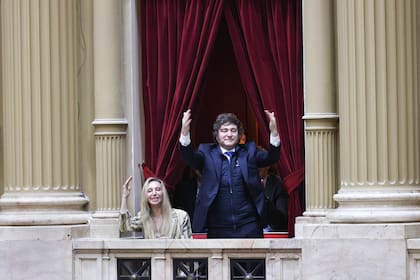 Javier y Karina Milei, en el Congreso