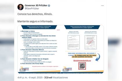 JB Pritzker compartió un folleto informativo de derechos de los migrantes en Illinois