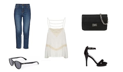 Jean (Paula Cahen Danvers, $1980) Top (Wanama, $990) Anteojos (360 ) Cartera (Prune, $990) Sandalias (Sette)
