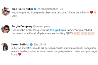 Jean Pierre Noher, Sergio Company, Gastón Soffritti también despidieron de Hugo Arana con cálidas palabras