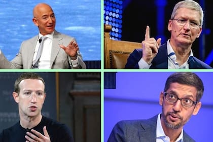 Jeff Bezos, de Amazon; Tim Cook, de Apple; Mark Zuckerberg, de Facebook, y Sundar Pichai, de Google, comparecieron ante el Congreso; los estadounidenses empiezan a preguntarse si estas compañías no son acaso demasiado poderosas