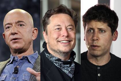 Jeff Bezos, el fundador de Amazon; Elon Musk, el creador de SpaceX; Sam Altman, el CEO de OpenAI