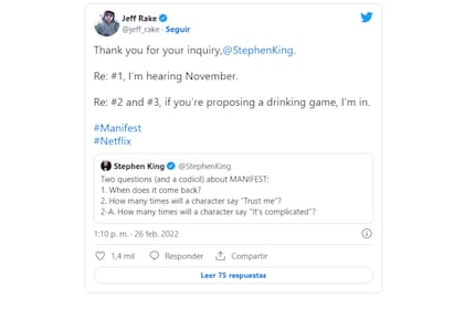 Jeff Rake anticipó una posible fecha de estreno en un intercambio de tuits con Stephen King