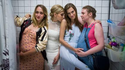 Jemima Kirke, Zosia Mamet, Allison Williams y Lena Dunham, el cuarteto protagónico de Girls