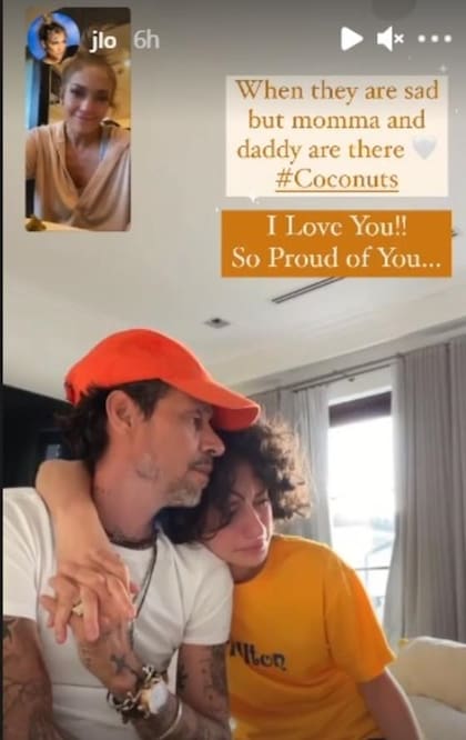 Jennifer Lopez y Marc Anthony consolando a su hija Emme