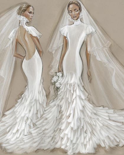 Jennifer López y sus vestidos de novia de Ralph Lauren.