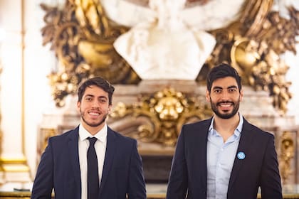 Jerónimo y Facundo Moyano, en la Casa Rosada
