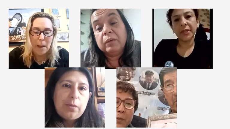 Jesica Gopar, Susana Vizcrra, Paola Monzón, Isabel Polo y padres de Luis Nolasco.