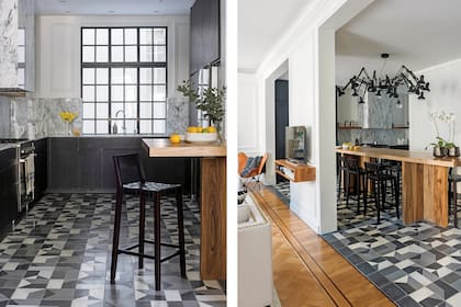 Jill Lewis, arquitecta e interiorista nacida en Seattle, eligió pisos calcáreos para darle un aire tradicional al departamento de estilo francés que remodeló en Buenos Aires.
