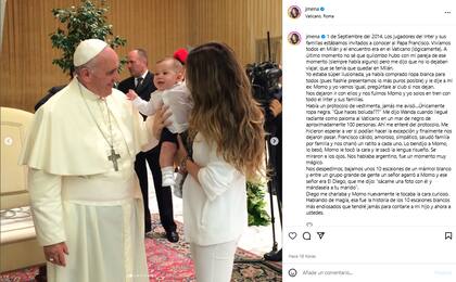 Jimena Baron rememoró cómo fue su encuentro con el papa Francisco en el Vaticano (Foto: Instagram @jmena)