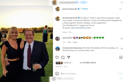 Jimena y un sentido posteo para su esposo (Foto Instagram @jimemonteverde)