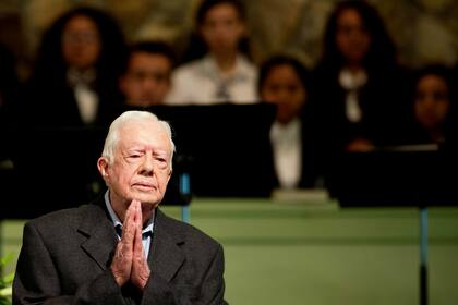 Jimmy Carter en la escuela dominical de la Iglesia Bautista Maranata, el 23 de agosto de 2015, en Plains, Georgia. (Archivo)