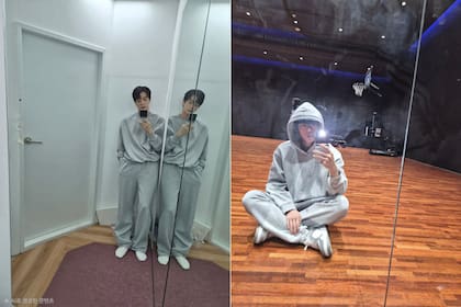 Jin en las salas de ensayo de HYBE.