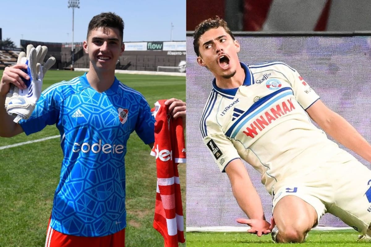 Joaquín Panichelli en sus dos versiones: arquero de la reserva de River y goleador del Racing de Estrasburgo