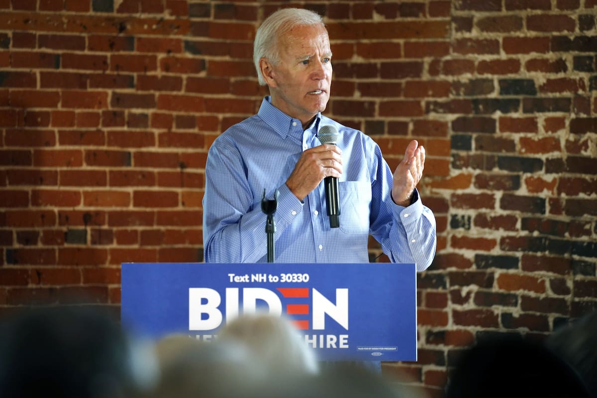 Joe Biden, ayer, durante un mitin en Laconia, New Hampshire