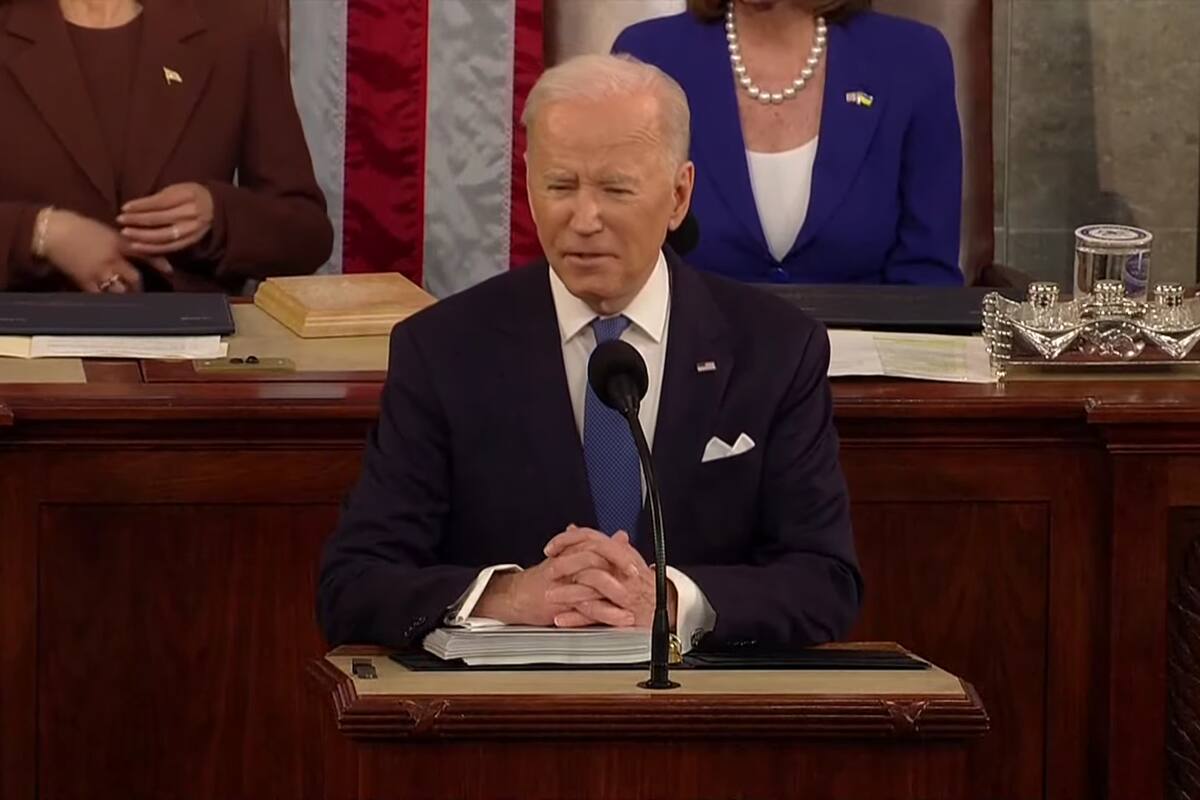 Joe Biden durante el discurso del Estado de la Unión