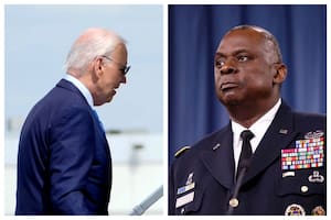 Joe Biden no recordó durante una entrevista en vivo el nombre de su secretario de Defensa, Lloyd Austin (fotomontaje con imágenes de AP)