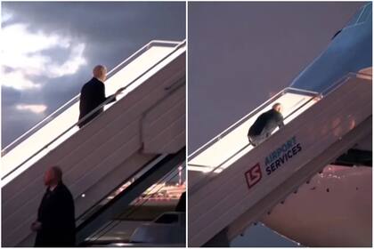 Joe Biden tropezó mientras subía las escaleras del Air Force One, en su regreso a EE.UU. desde Polonia