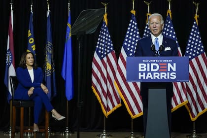 Joe Biden y Kamala Harris en la presentación de la fórmula presidencial demócrata