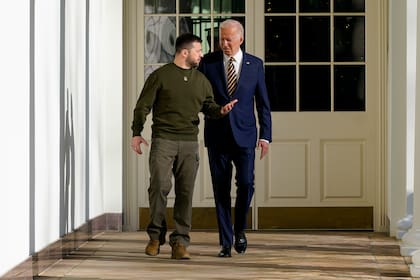 Joe Biden y Volodimir Zelensky, en la Casa Blanca. (AP Photo/Patrick Semansky)