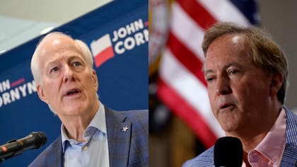 John Cornyn, senador federal (a la izquierda) ; Ken Paxton, fiscal general de Texas (a la derecha)