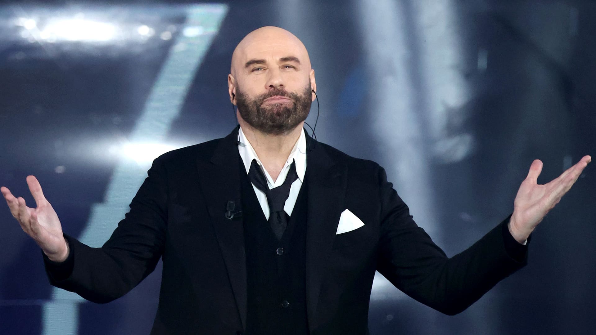 Travolta en el Festival de San Remo, el 7 de febrero último