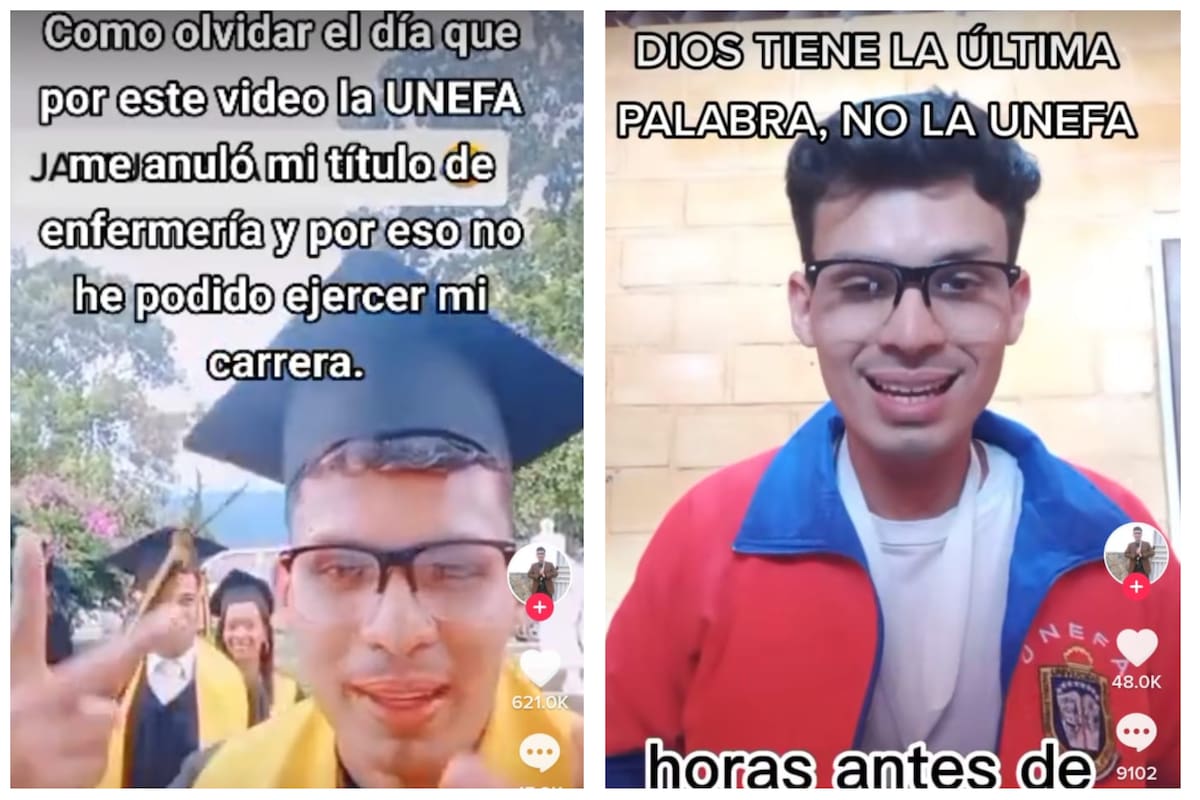 Jonathan de Jesús en su graduación y después denuncia la sanción que impuso la universidad - Imagen: captura de TikTok