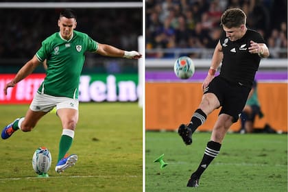Jonathan Sexton, referente de Irlanda, y Beauden Barrett, figura de Nueva Zelanda